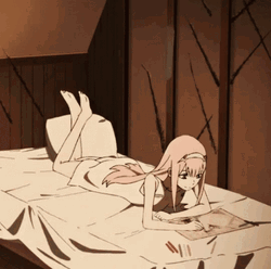 Slouching Zero Two GIF