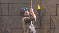 Slow Motion Going Down Hanging On Rope GIF
