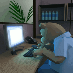 Slow Typing Brown Bear Work From Home GIF