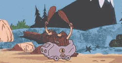 Slug Brothers Going First In Caveman Cart Race  GIF