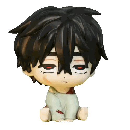 Small Boy Figurine With Black Hair And Red Eyes Sticker