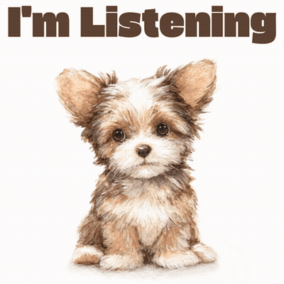 Small Brown And White Dog Saying I'm Listening GIF