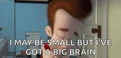 Small Cartoon Character Says He's Got A Big Brain GIF