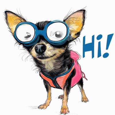 Small Dog Wearing Goggles And Vest Saying Hi GIF