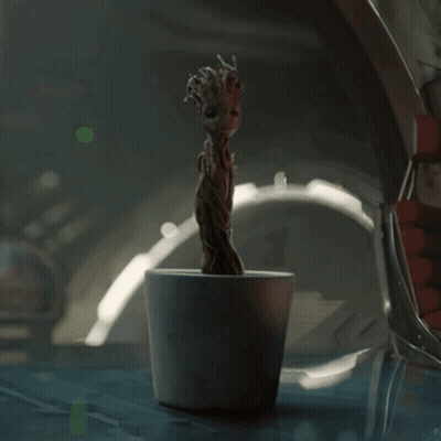Small Groot Figurine In Pot GIF