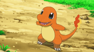 Small Orange Pokemon With Red Tail On Dirt Path GIF