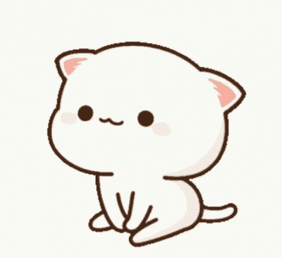 Small White Cat With Pink Ear Sitting GIF