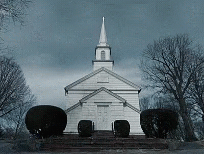 Small White Church With Steeple And Cross GIF