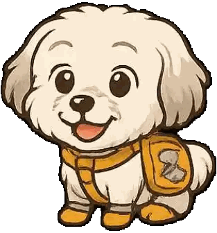 Small White Dog With Harness And Backpack Sticker