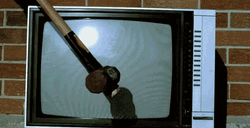 Smash The Tv By Hammer GIF