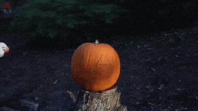 Smashed Pumpkin With Carved Face GIF