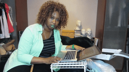 Smashing Computer Crazy Office Lady GIF