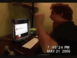 Smashing Computer Guy Punching Screen GIF