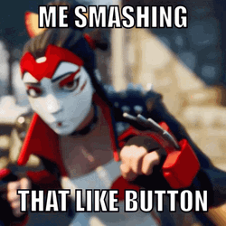 Smashing Like Button Punching Girl Meme GIF