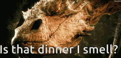 Smaug Smelling Dinner Coming GIF