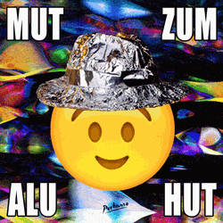 Smile Emoji Wearing Tin Foil Hat GIF