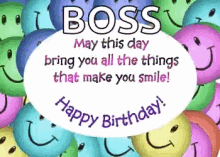 Smile Happy Birthday Boss Colorful GIF