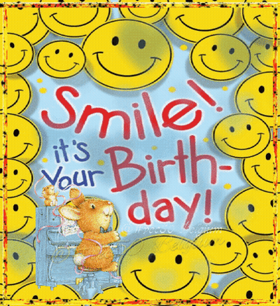 Smiley Birthday Card Saying Smile It's Your Birthday GIF