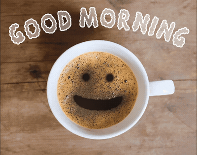Smiley Coffee Cup Saying Good Morning GIF