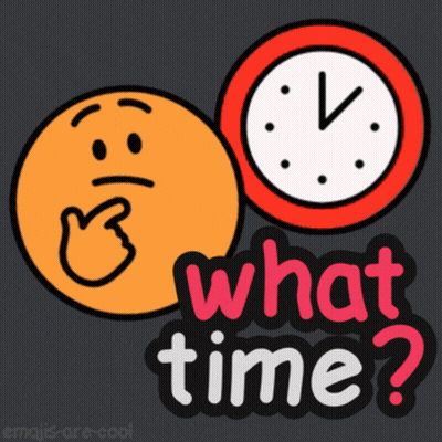 Smiley Face And Clock Saying What Time GIF