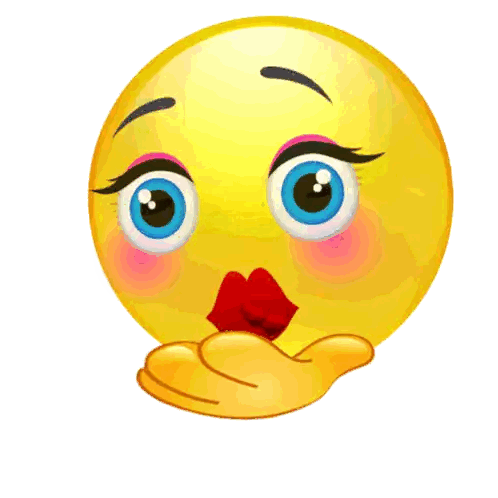Smiley Face Blowing Kiss With Hearts Sticker