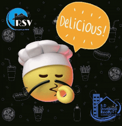 Smiley Face Chef Hat Saying Delicious GIF