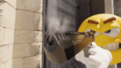 Smiley Face Holding Gun With Smoke GIF