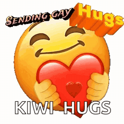 Smiley Face Holding Red Heart Sending Gay Hugs GIF