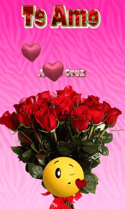 Smiley Face Holding Red Roses Te Amo A Cruz GIF