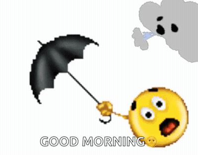 Smiley Face Holding Umbrella GIF