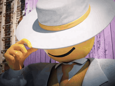 Smiley Face In White Hat And Suit GIF