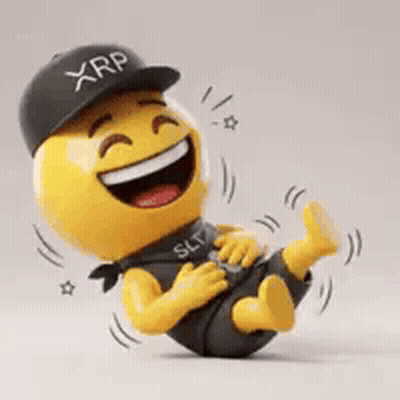 Smiley Face In XRP Hat Laughing Rolling On Floor GIF