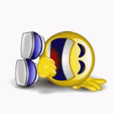 Smiley Face Laying Down With Mouth Open And Glasses GIF