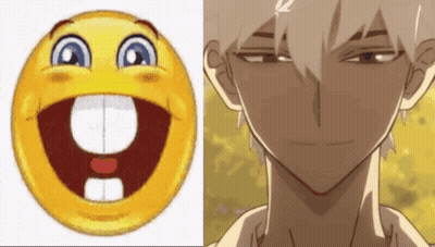 Smiley Face Next To Man With White Hair GIF