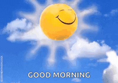 Smiley Face Sun Floating Saying Good Morning GIF