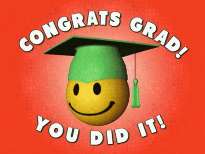 Smiley Face Wearing Graduation Cap GIF