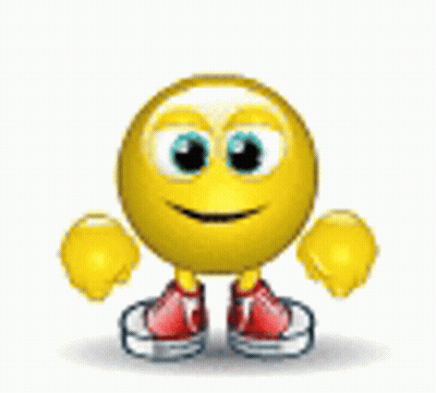 Smiley Face With Arms And Legs In Red Sneakers GIF