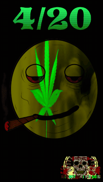 Smiley Face With Marijuana Leaf And 420 GIF