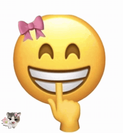 Smiley Face with Pink Bow and Finger on Mouth