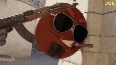 Smiley Face With Sunglasses Holding Gun Smoking Cigarette Joe GIF