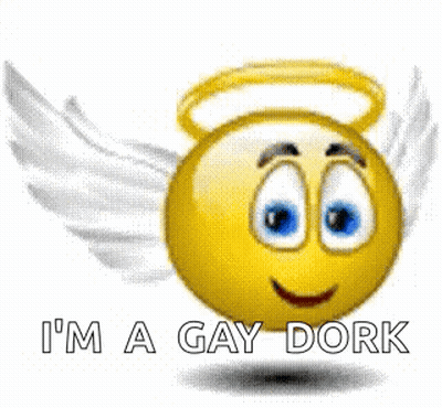 Smiley Face With Wings And Halo Gay Dork GIF