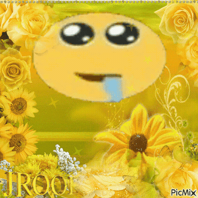Smiley Face With Yellow Flowers And Jrool GIF