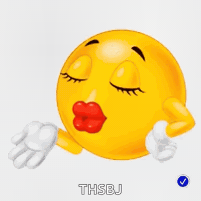 Smiley Faces Kissing With Hearts GIF