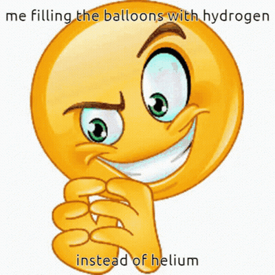 Smiley Filling Balloons With Hydrogen Instead Of Helium GIF