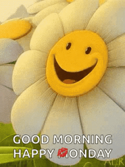 Smiley Flower Saying Good Morning Happy Monday GIF
