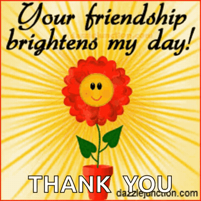 Smiley Flower Saying Your Friendship Brightens My Day GIF