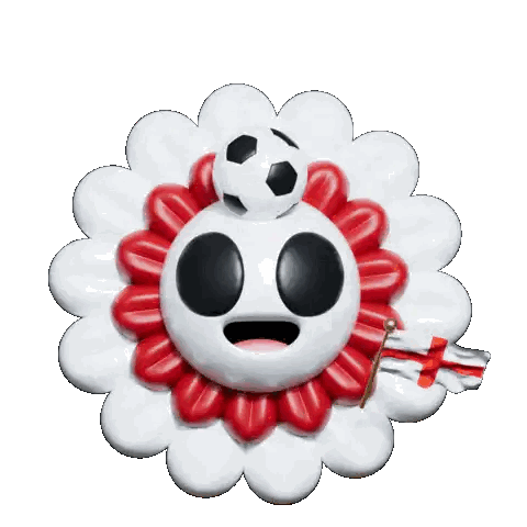 Smiley Flower With Soccer Ball Sticker
