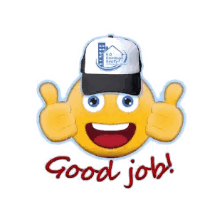 Smiley In Hat Giving Thumbs Up Saying Good Job Sticker