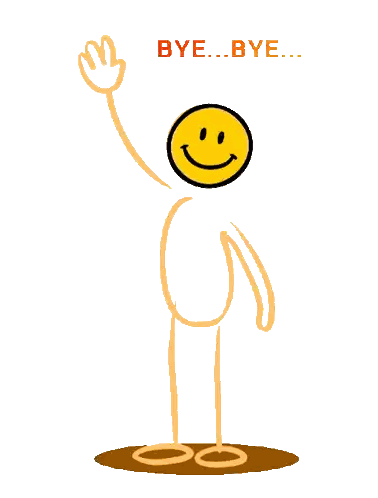 Smiley Stick Figure Saying Bye Bye Sticker