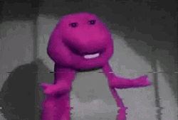 Smiling Barney Glitching GIF